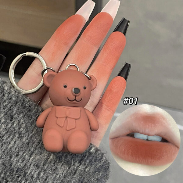 6-Piece Cute Bear Keychain Liquid Lipstick Set – Mist Matte Velvet Finish, Moisturizing Lip Stain, Waterproof & Long-Lasting Lip Gloss (6 Colors) - Image 7