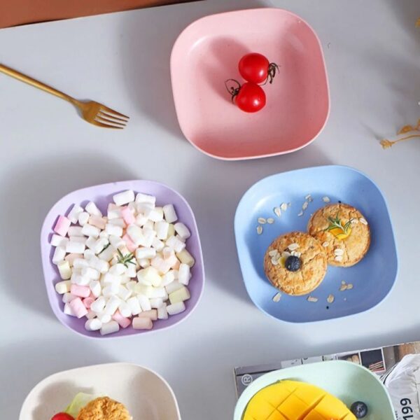10Pcs Plates Multi-function Spit Bone Plate Set Household Food Grade Plastic Elliptical Plate Set - Plate with Stand - Image 4