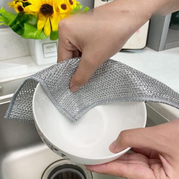 Durable Wire Dish Washing Cleaning Cloth – Heavy-Duty Scrubbing Rugs for Kitchen Dishes, Utensils & Cookware - Pack Of 10 - Image 2