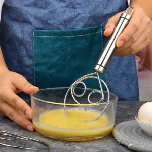 Manual Non Stick Steel Flour Cream Mixer Beater | Dough Whisk Mixer, Kitchen Baking Blender Tool 