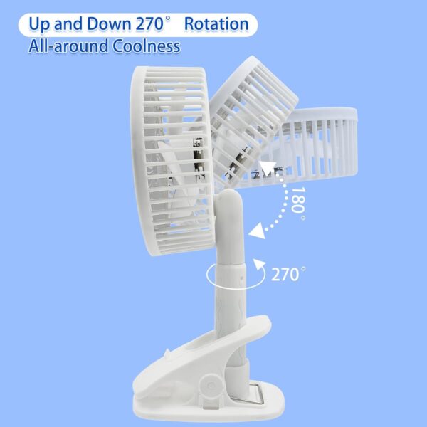 New portable 3 gears rechargeable desktop fan low noise air cooling handheld clipped circulator table fan Clip Fan USB Rechargeable Desk Fan - Image 7