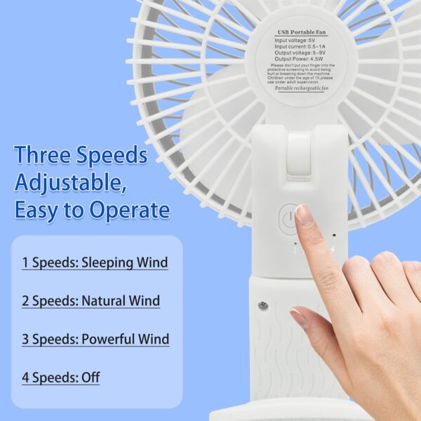 New portable 3 gears rechargeable desktop fan low noise air cooling handheld clipped circulator table fan Clip Fan USB Rechargeable Desk Fan - Image 6