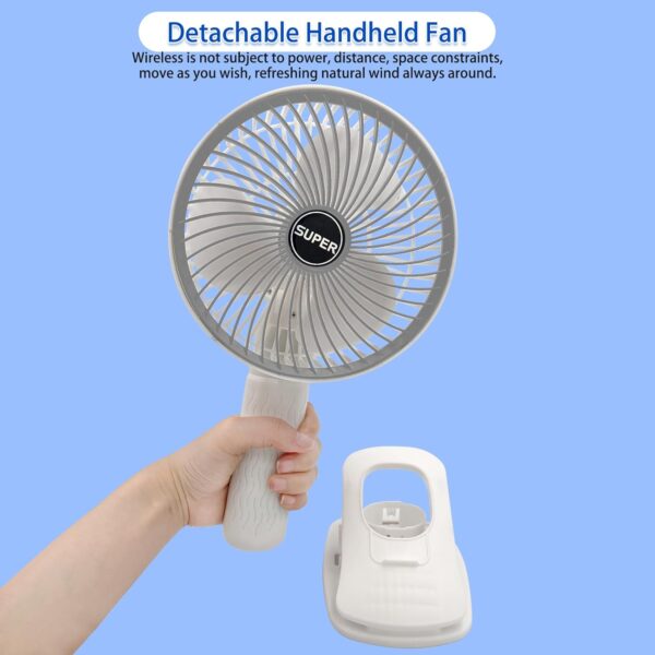 New portable 3 gears rechargeable desktop fan low noise air cooling handheld clipped circulator table fan Clip Fan USB Rechargeable Desk Fan - Image 8