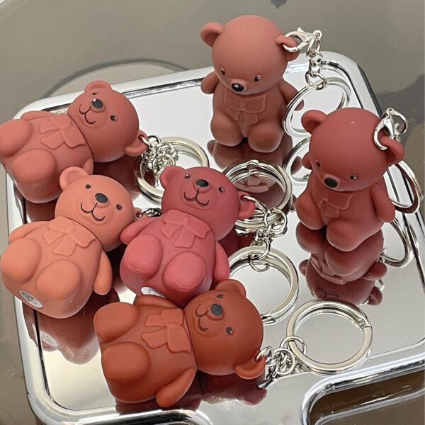 6-Piece Cute Bear Keychain Liquid Lipstick Set – Mist Matte Velvet Finish, Moisturizing Lip Stain, Waterproof & Long-Lasting Lip Gloss (6 Colors) - Image 3