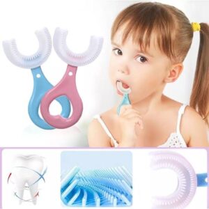 360 Degree U-Shaped Baby Toothbrush [Pack of 2] | Children Child Toothbrush Teethers Baby Brush Silicone Teeth Oral Care Cleaning | (Random Color)