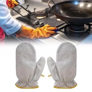 Multipurpose Wire Dishwashing Gloves – Glove-Shaped Steel Wire Cleaning Cloths for Wet & Dry Use | Non-Scratch, Anti-Heat Aluminum Dishwashing Rags for Kitchen & Dishes
