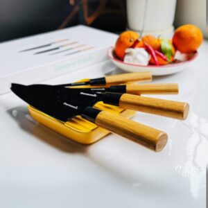 Thermomixer 4-Piece Japanese Knife Set – Self-Sharpening Blades with Wooden Handles
