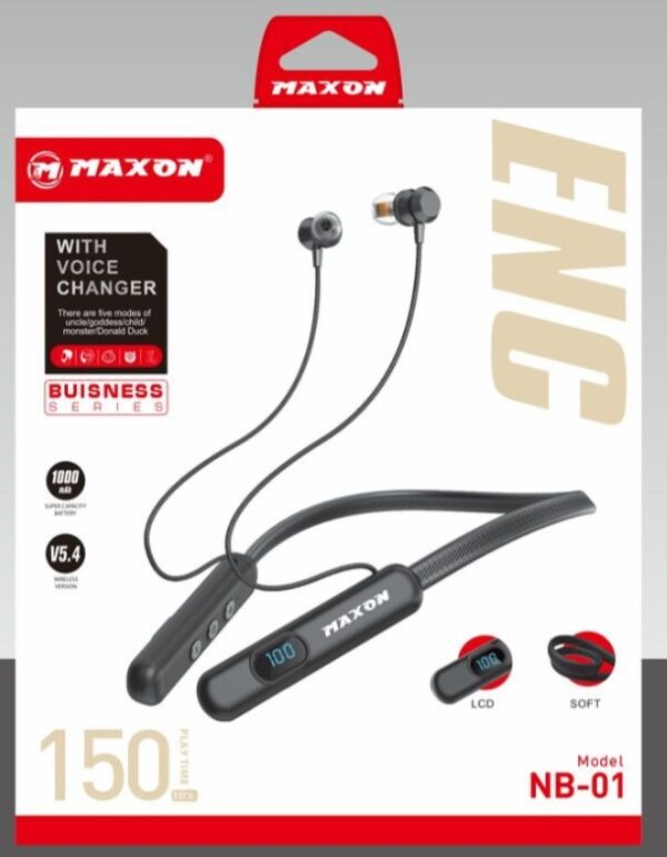 MAXON NB-01 150hrs continue Playback Time Bluetooth Nechband/ 5.4 Bluetooth Soft And Flexible Metal And Magnetic Speakers High Quality Material