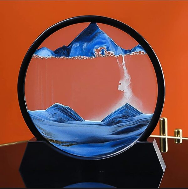 Sandscape Painting - Sand Clock - Moving Sand Art - Hourglass Sand Timer - 3D Moving Sand Mountain Lamp with Metal Stand - Showpiece - Home Decoration - Image 3