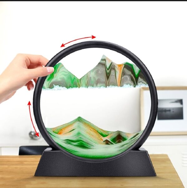 Sandscape Painting - Sand Clock - Moving Sand Art - Hourglass Sand Timer - 3D Moving Sand Mountain Lamp with Metal Stand - Showpiece - Home Decoration