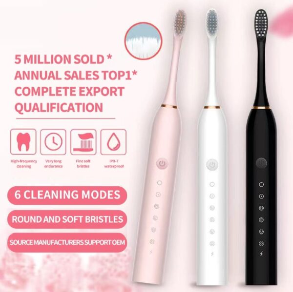 Sonic Electric Toothbrush for Adults IPX7 Waterproof DuPont Brush Head USB Rechargeable High Frequency Cleaning 6 Cleaning Modes - Image 2