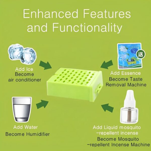 Portable Mini AC Air Cooler – USB & Battery Operated | Dual Blower with Ice Tray | Blade-less Cooling Fan for Home, Shop, Kitchen, Table & Outdoor Use - Image 8