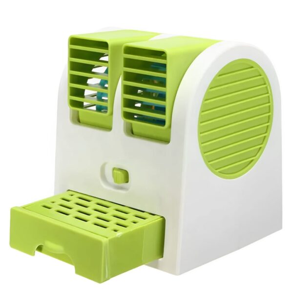 Portable Mini AC Air Cooler – USB & Battery Operated | Dual Blower with Ice Tray | Blade-less Cooling Fan for Home, Shop, Kitchen, Table & Outdoor Use - Image 9
