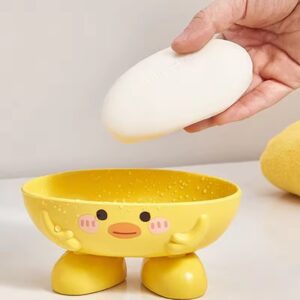 Cartoon Holder  Shape Soap Box Drain Soap Holder Bathroom Shower Drain Soap Dish Soap Storage Container(yellow color)