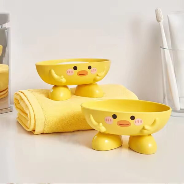 Cartoon Holder  Shape Soap Box Drain Soap Holder Bathroom Shower Drain Soap Dish Soap Storage Container(yellow color) - Image 3