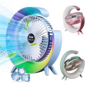 Multi-Functional LED Desktop Fan – USB Rechargeable & Colorful Ambience