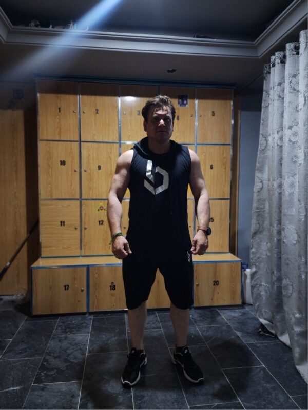 Summer Gym Hooded Short Track Suit fabric Jersey (black) - Image 3