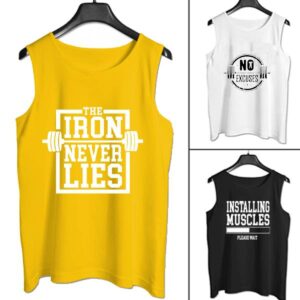 [Pack of 3] Men’s Fitness Gym Sandos for Men Sleeve less for Men Top Fashion Wear Shirt Hoodie Sleeve less for Men