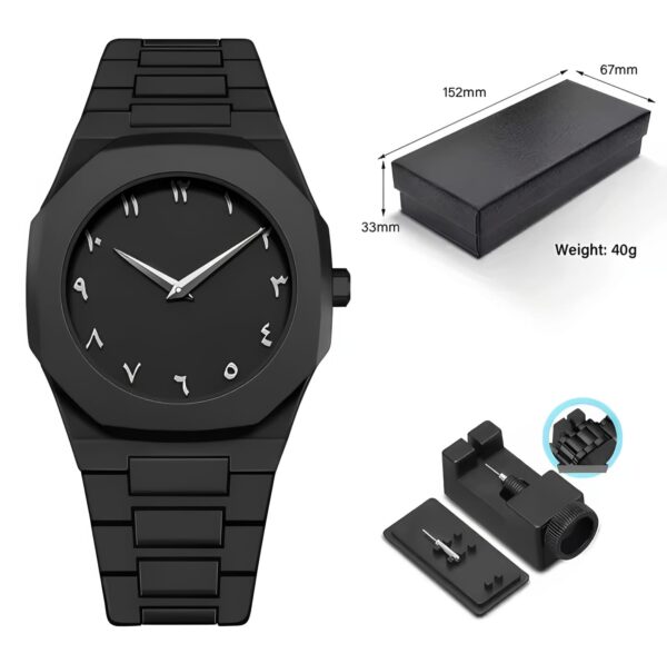 BLACK AURA Quartz Watch – Lightweight Design,  Arabic dial  Black Aura Arabic Watch for Men – Trendy Fiber Plastic Timepiece with Arabic Numerals - Image 5