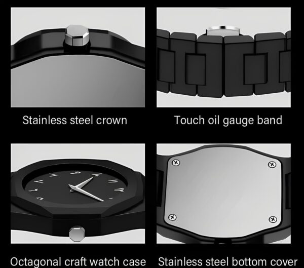 BLACK AURA Quartz Watch – Lightweight Design,  Arabic dial  Black Aura Arabic Watch for Men – Trendy Fiber Plastic Timepiece with Arabic Numerals - Image 3