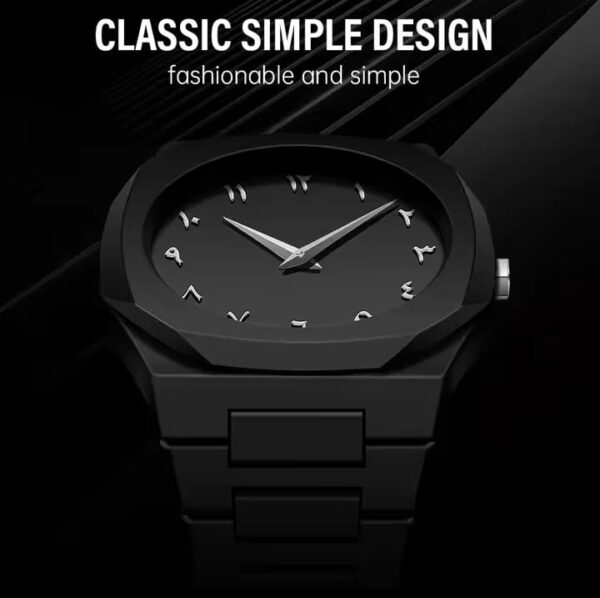 BLACK AURA Quartz Watch – Lightweight Design,  Arabic dial  Black Aura Arabic Watch for Men – Trendy Fiber Plastic Timepiece with Arabic Numerals - Image 7