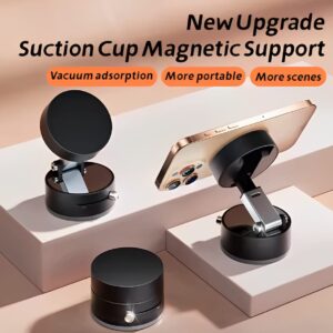 Universal Vacuum Magnetic Suction Cup Stand | Double-Sided Folding Swivel Phone Holder