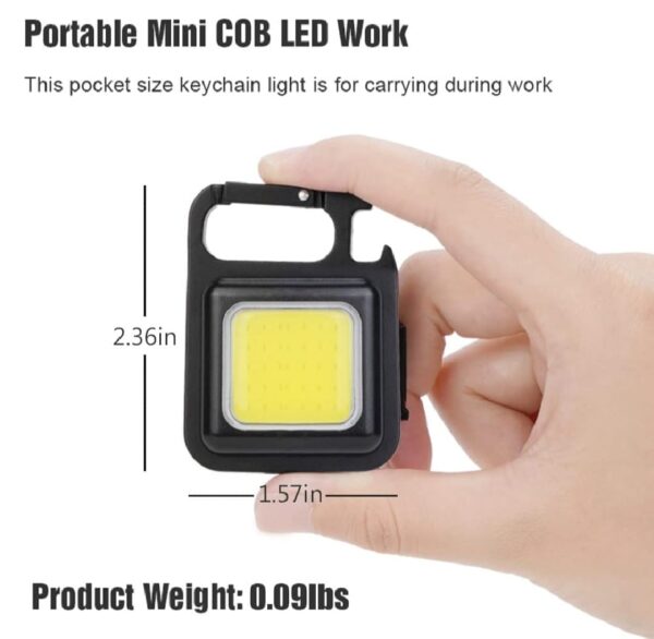 COB Small Flashlight, Keychain Work Light, USB Rechargeable, Mini LED Handheld t, 3 Light Modes Portable Pocket Light for Gift, Camping Emergency Fishing - Image 3