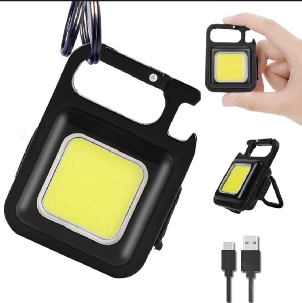 COB Small Flashlight, Keychain Work Light, USB Rechargeable, Mini LED Handheld t, 3 Light Modes Portable Pocket Light for Gift, Camping Emergency Fishing - Image 2