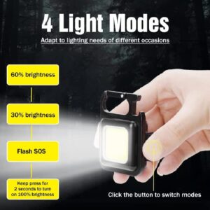 COB Small Flashlight, Keychain Work Light, USB Rechargeable, Mini LED Handheld t, 3 Light Modes Portable Pocket Light for Gift, Camping Emergency Fishing