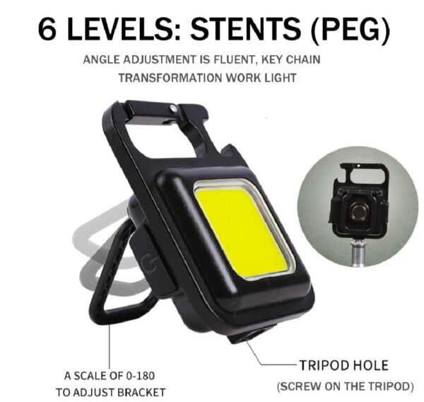 COB Small Flashlight, Keychain Work Light, USB Rechargeable, Mini LED Handheld t, 3 Light Modes Portable Pocket Light for Gift, Camping Emergency Fishing - Image 5