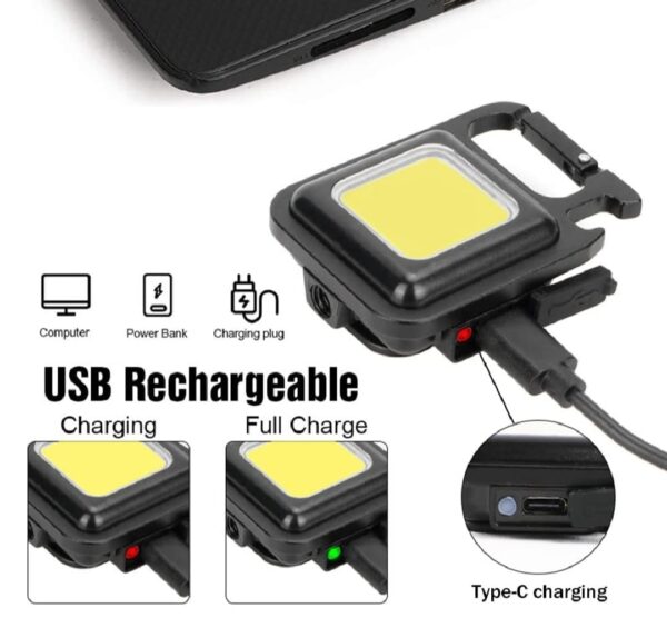 COB Small Flashlight, Keychain Work Light, USB Rechargeable, Mini LED Handheld t, 3 Light Modes Portable Pocket Light for Gift, Camping Emergency Fishing - Image 6