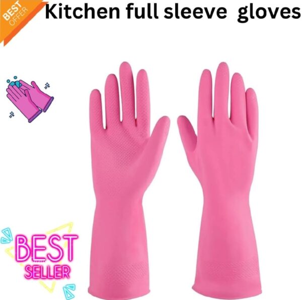 1 Pair Cleaning Gloves Kitchen waterproof Dishwashing Gloves Rubber Kitchen Gloves Antibacterial Dish Gloves - Image 2
