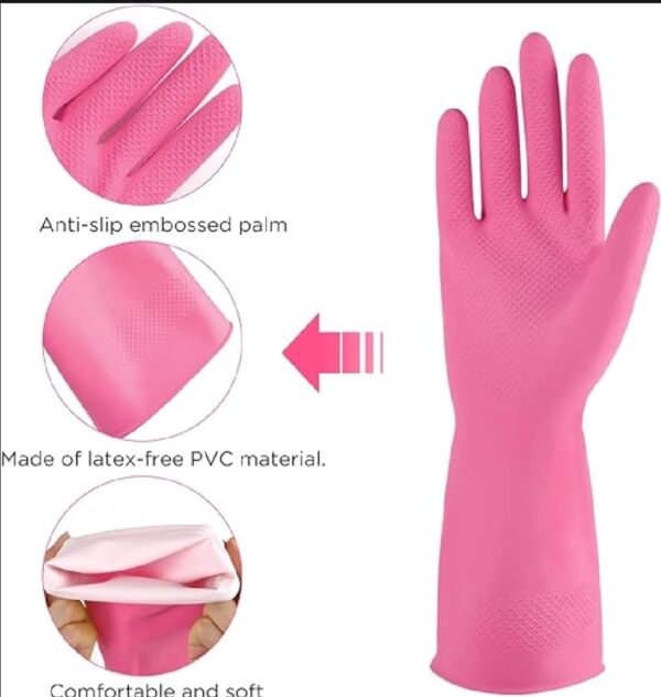 1 Pair Cleaning Gloves Kitchen waterproof Dishwashing Gloves Rubber Kitchen Gloves Antibacterial Dish Gloves - Image 4