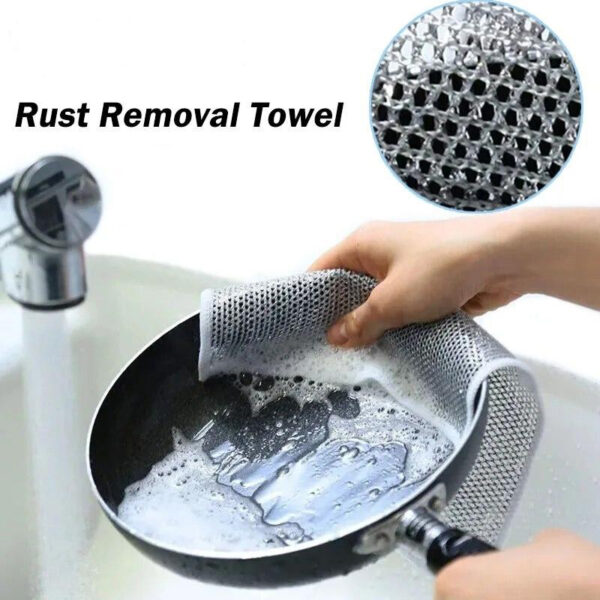 Durable Wire Dish Washing Cleaning Cloth – Heavy-Duty Scrubbing Rugs for Kitchen Dishes, Utensils & Cookware - Pack Of 10 - Image 3