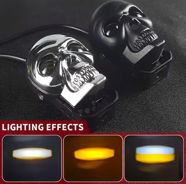 Motorcycle Skull Fog Light LED – Waterproof, High-Low Beam Auxiliary Headlight - Image 4