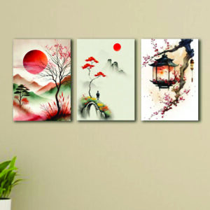 Set Of 3 nature Sticky Canvas Frames For Wall Decore 8x11 inches size / Sticky Phototiles For Office And Home Workplace
