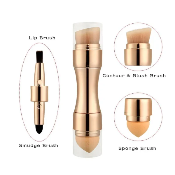 Max Factor x 4 in 1 makeup brush  Set Portable Mini Travel Makeup Brushes Makeup Brush Mini 4 in 1 Kit for Travel Cosmetic Applicator Foundation Sponges Brushes Concealer Professional Make Up Tools (random color) - Image 8