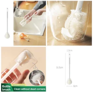 Multifunctional Silicone Bottle Brush - Eco-Friendly, Flexible, and Durable Cleaning Brush for Bottles, Cups, and Kitchenware | Soft Bristles, Long Handle